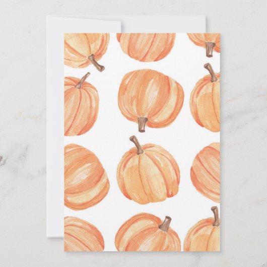 Invitation Automne rustique d'aquarelle de citrouille de (Dos)