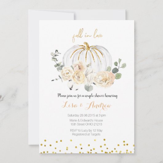 Invitation Automne rustique de citrouille dans la douche de (Devant)