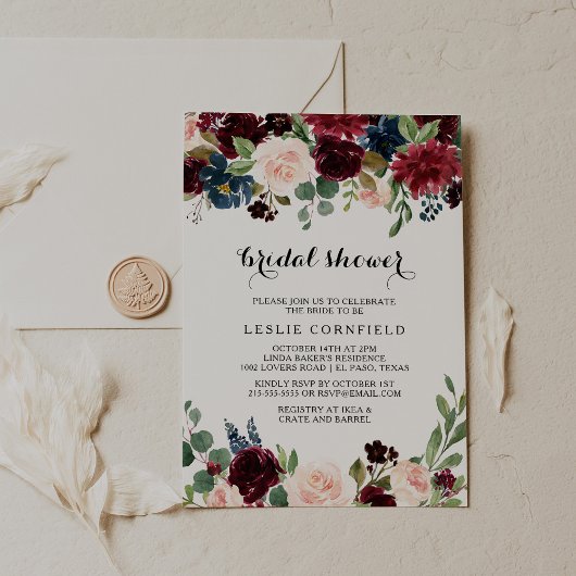 Invitation Automne Rustique Éblouissant Bourgogne Fête des ma