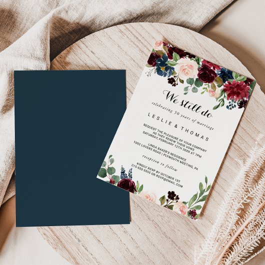 Invitation Automne Rustique Éblouissant Bourgogne Vow Renouve