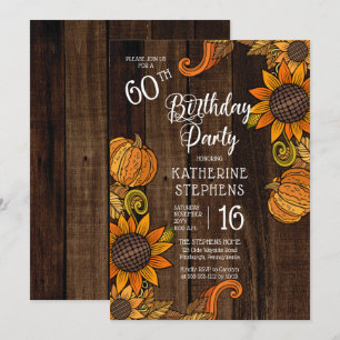 Invitation Automne Rustique Fleurs de soleil d'automne 60e f