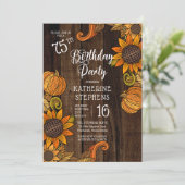 Invitation Automne Rustique |Fleurs de soleil d'automne 75e f (Debout devant)