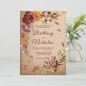 Invitation Automne Rustique Floraison Bourgogne Fard Rose Mar (Debout devant)