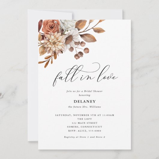 Invitation Automne Rustique Floral, Automne dans la Fête des (Devant)