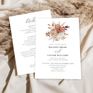 Invitation Automne Rustique Floral, Mariage d'une pièce