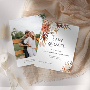 Invitation Automne Rustique Floral Photo Petite Save the Date