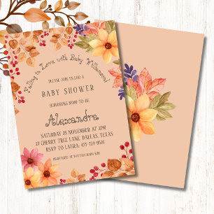 Invitation Automne Rustique Floral Tomber dans le Baby shower