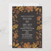 Invitation Automne Rustique Golden Feuilles Élégant mariage (Devant)