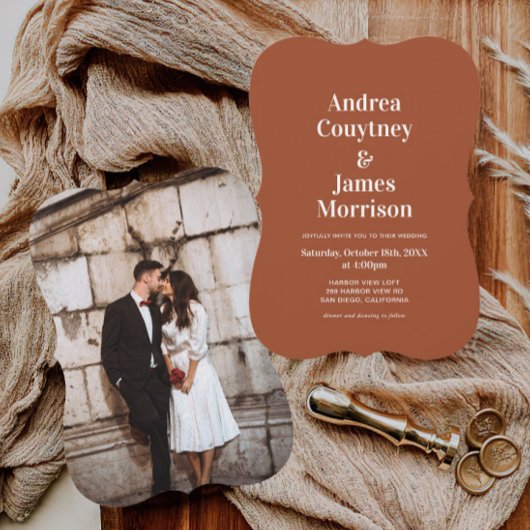 Invitation Automne Rustique Mariage en terre cuite