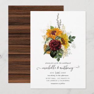 Invitation Automne rustique - Mariage floral d'automne