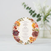 Invitation Automne Rustique Plum Orange Floral Mariage (Debout devant)