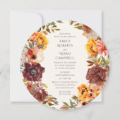 Invitation Automne Rustique Plum Orange Floral Mariage (Devant)