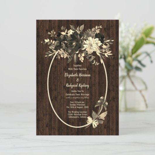 Invitation Automne Rustique Séché Floral Mariage Spray (Debout devant)