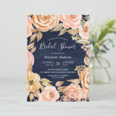 Invitation Automne Rustique Terme Floral Marine Fête des mari (Debout devant)