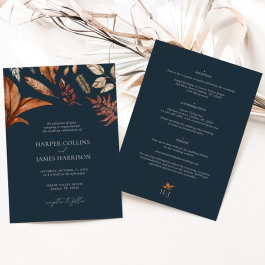 Invitation Automne Rustique Terracotta Floral Mariage