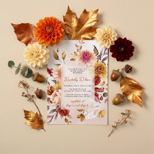 Invitation Automne rustique Tombez amoureux Fleurs d'automne 