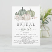 Invitation Automne Sage vert et blanc Citrouille Floral Bride (Debout devant)