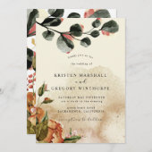 Invitation automne se sentir élégant Mariage floral (Devant / Derrière)