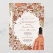 Invitation Automne Séché Floral Feuilles d'automne Quinceaner (Devant / Derrière)