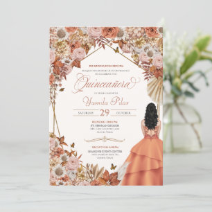 Invitation Automne Séché Floral Feuilles d'automne Quinceaner