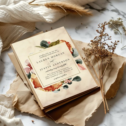 Invitation Automne Sentez-vous un Mariage floral élégant