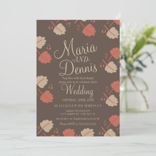 Invitation Automne simple Terracotta Nuetral Feuille Mariage (Debout devant)