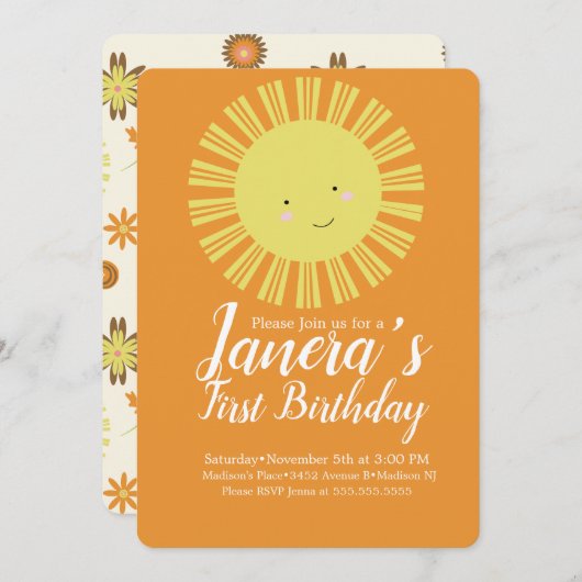 Invitation Automne Sunshine Automne Fête d'anniversaire (Devant / Derrière)