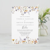 Invitation Automne Sunshine Élégant Fleur sauvage espagnol Ma (Debout devant)