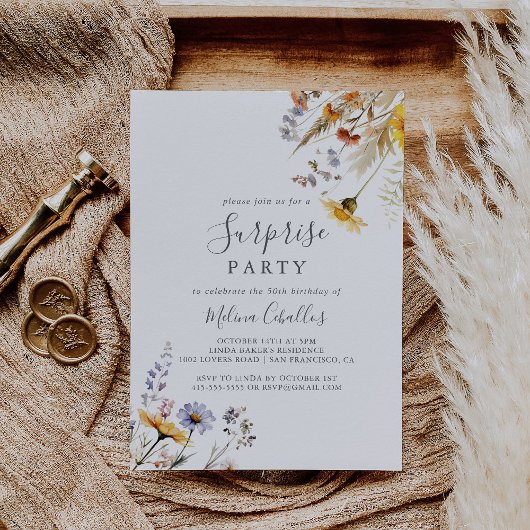 Invitation Automne Sunshine Élégante Fleur sauvage Surprise P