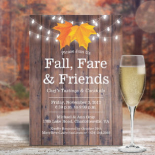 Invitation Automne, tarif et amis Feuilles d'automne Lumières