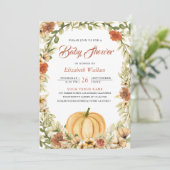 Invitation Automne Terme Citrouille Floral Terre Baby shower (Debout devant)