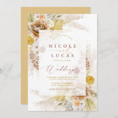 Invitation Automne Terracotta Automne Boho Pampas Mariage en  (Devant / Derrière)