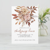 Invitation Automne Terracotta Bisque Floral Thanksgiving (Debout devant)