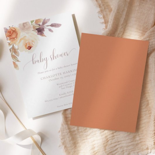 Invitation Automne Terracotta Boho Floral | BABY SHOWER