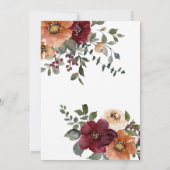 Invitation Automne Terracotta Bourgogne Fête des mariées Flor (Dos)