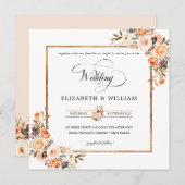 Invitation Automne Terracotta Floral Mariage Carré (Devant / Derrière)