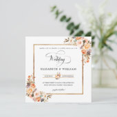 Invitation Automne Terracotta Floral Mariage Carré (Debout devant)