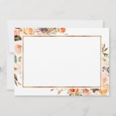 Invitation Automne Terracotta Orange Floral Mariage Réservé (Dos)