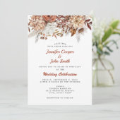 Invitation Automne Terracotta Rustique Floral Mariage (Debout devant)