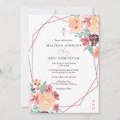 Invitation Automne terre cuite florale aquarelle photo mariag (Devant)