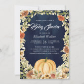 Invitation Automne Terre Florale Citrouille Baby shower de la (Devant)