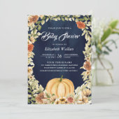 Invitation Automne Terre Florale Citrouille Baby shower de la (Debout devant)