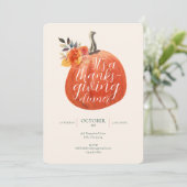 Invitation Automne Thanksgiving Watercolor Citrouille (Debout devant)