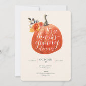 Invitation Automne Thanksgiving Watercolor Citrouille (Devant)