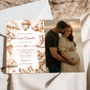 Invitation Automne Toile De Jouy Woodland Photo Baby shower