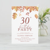 Invitation Automne tombant feuille 30e anniversaire Invitatio (Debout devant)