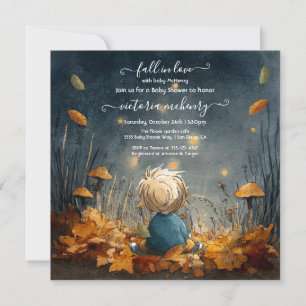 Invitation Automne Tombe amoureux luciole baby shower de prai
