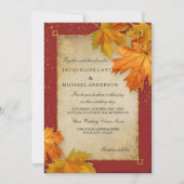 Invitation Automne Tomber Feuilles Feuilles Élégant Mariage (Devant)