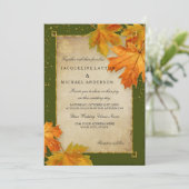 Invitation Automne Tomber Feuilles Feuilles Élégant Mariage (Debout devant)