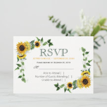 Automne Tournesol Floral Pays Grotte Mariage RSVP